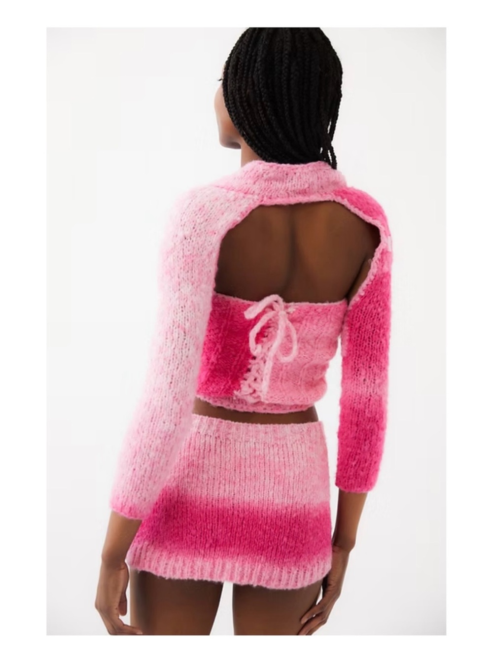 Tach Clothing Pink Gradient Ombre Knit Mini Boho Tania Skirt XS Anthropologie - Picture 11 of 13